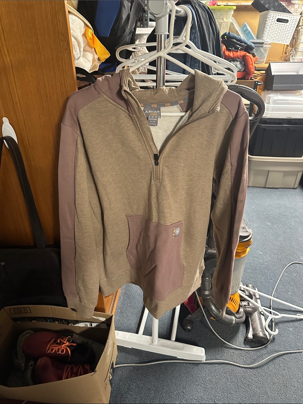 Ariat Women’s Brown Hooded Quarter-Zip Pullover Sweater